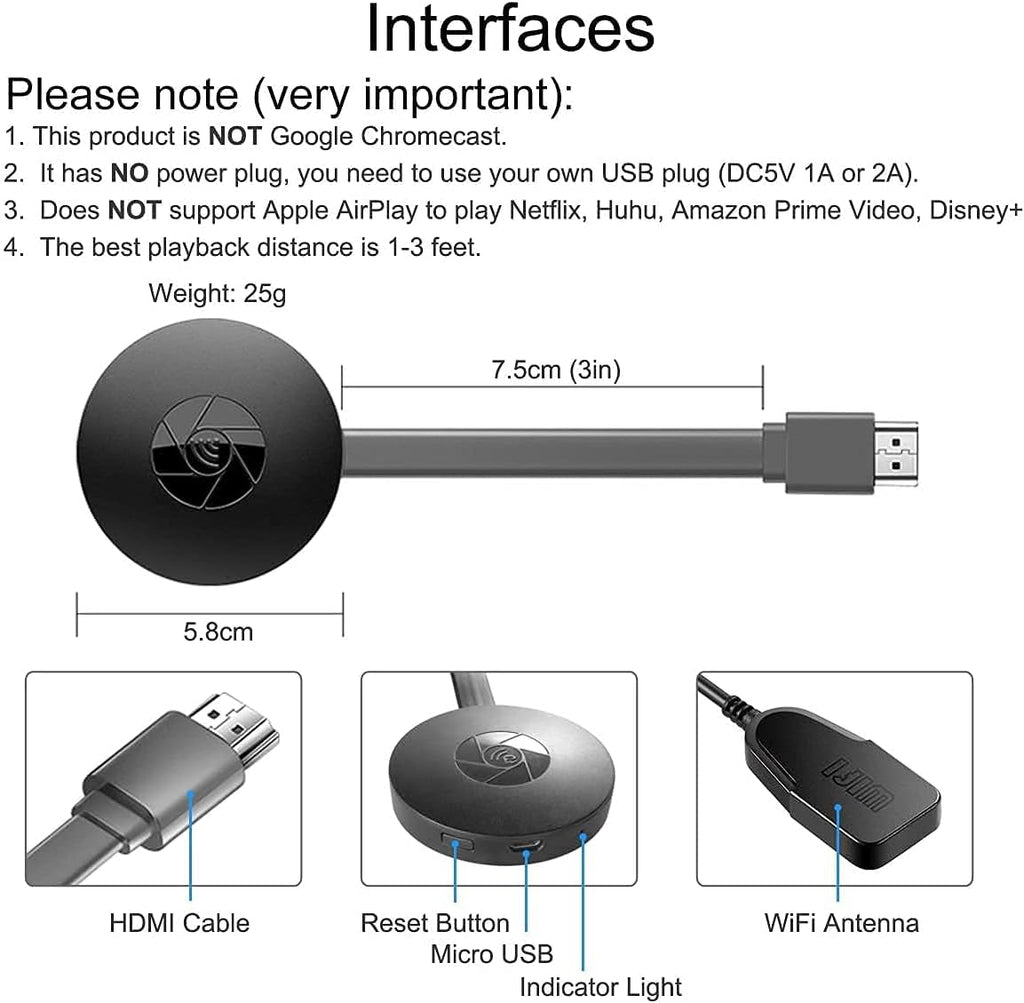 New - 4K Miracast Screen Mirroring Receiver Dongle