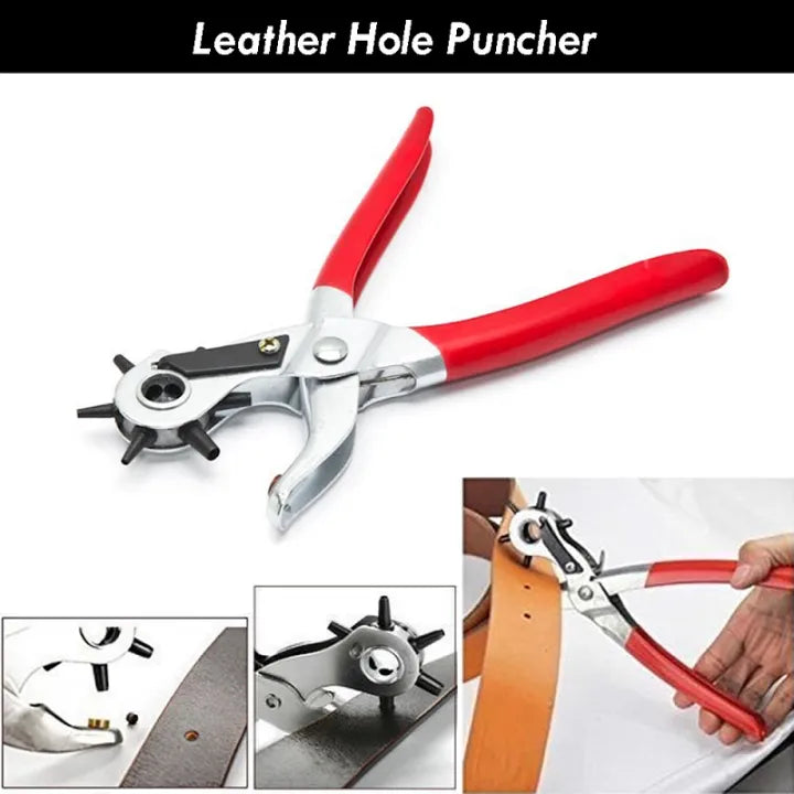 Heavy Duty 6 Sized Leather Hole Punch Pliers Metal Hand Tool