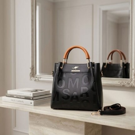 Signature Embossed Tote-Classic Black & Tan