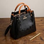 Signature Embossed Tote-Classic Black & Tan - Image 3