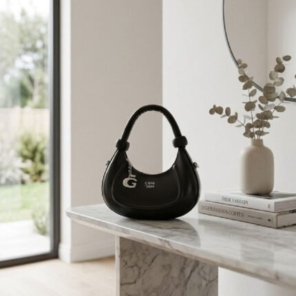 Luna Crescent Hobo Bag-Midnight Black