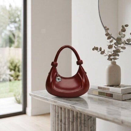 Luna Crescent Hobo Bag-Deep Burgundy