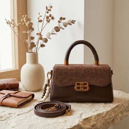 Signature Leopard-Print Mini Satchel-Espresso Leopard