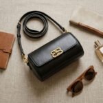 Modern Chain-Link Cylinder Bag-Glossy Black - Image 2