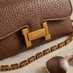 Gloncy Textured Chain-Link Satchel-Warm Espresso - Image 2