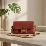Gloncy Textured Chain-Link Satchel-Burgundy Wine