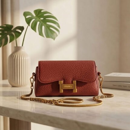 Gloncy Textured Chain-Link Satchel-Burgundy Wine