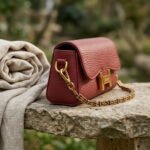 Gloncy Textured Chain-Link Satchel-Burgundy Wine - Image 3