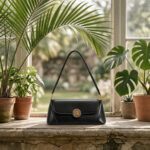 Vintage-Inspired Medallion Shoulder Bag-Classic Black