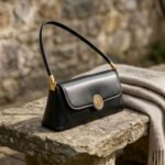 Vintage-Inspired Medallion Shoulder Bag-Classic Black - Image 3