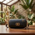 Textured Chain-Link Cylinder Bag-Classic Black