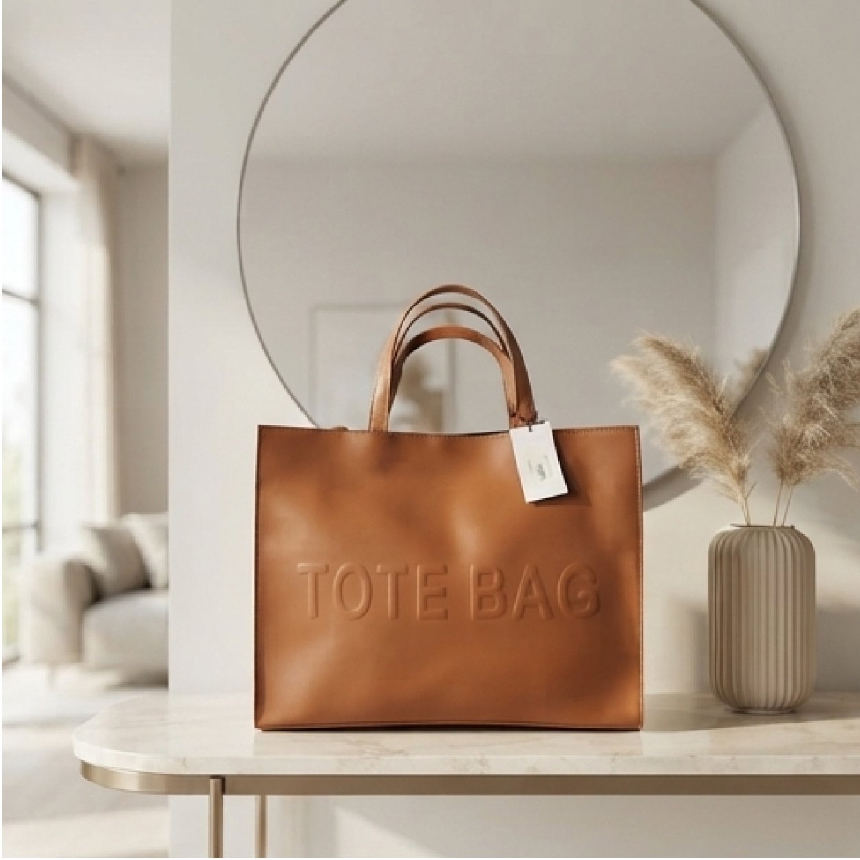 001-100 Essential Tan Structured Tote-Classic Tan - Image 1