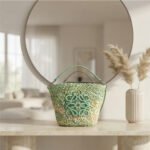 Mint Woven Signature Basket Bag-Mint Green and Natural Straw - Image 2