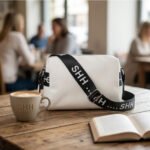 Sporty Monochrome Crossbody Bag-White with Black Strap - Image 2