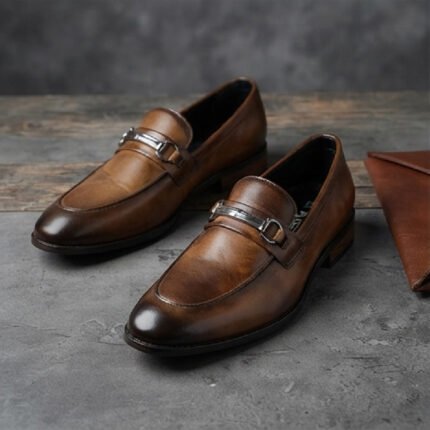 El Paso Classic Metal-Accented Loafers-Burnished Brown