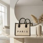Paris Chic Canvas Tote-Beige and Black - Image 3