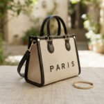 Paris Chic Canvas Tote-Beige and Black