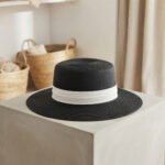 Modern Contrast-Band Straw Boater Hat