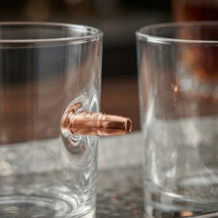 Bullet-Embedded Whiskey Glass Set