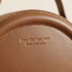 Circular Minimalist Crossbody Bag-Brown - Image 3