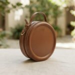 Circular Minimalist Crossbody Bag-Brown