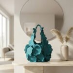Petal-Layered Floral Tote-Teal - Image 3