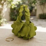 Petal-Layered Floral Tote-Lime Green
