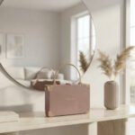 Modern Mauve Box Clutch with Metal Handle-Mauve- - Image 2