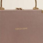 Modern Mauve Box Clutch with Metal Handle-Mauve- - Image 3