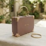 Modern Mauve Box Clutch with Metal Handle-Mauve-