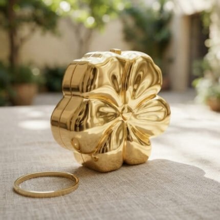 Golden Blossom Statement Clutch-High-Polished Gold