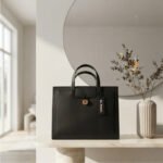 Modern Button-Closure Business Tote-Matte Black - Image 2