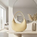 Modern Crescent Shoulder Bag-Pale Yellow - Image 2