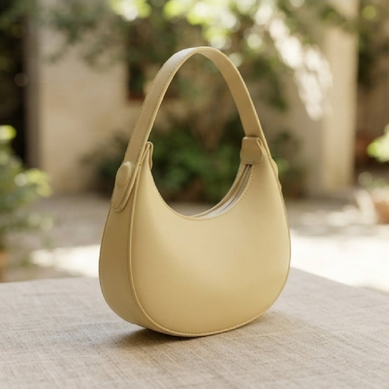 001-81 Modern Crescent Shoulder Bag-Pale Yellow - Image 1