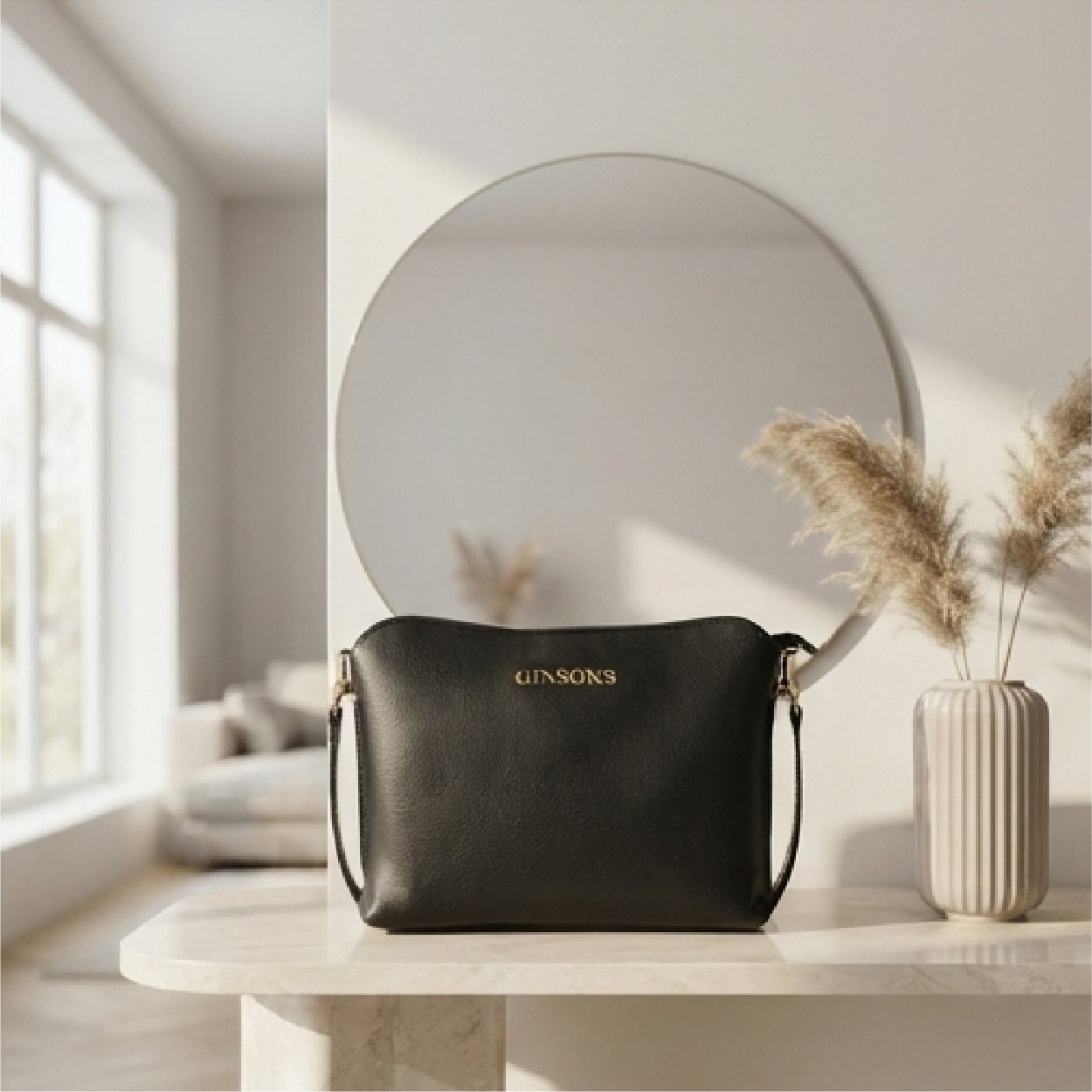 001-88 GINSGKS Minimalist Black Crossbody-Black - Image 1