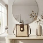 Elegant Two-Tone Croc-Effect Crossbody-Cream and Brown - Image 2