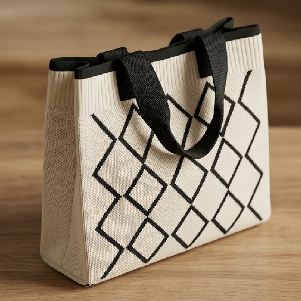 002-09 Geometric Knit Tote - Image 1
