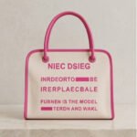 Vibrant Graphic Canvas Tote-Cream with Hot Pink Accents - Image 3