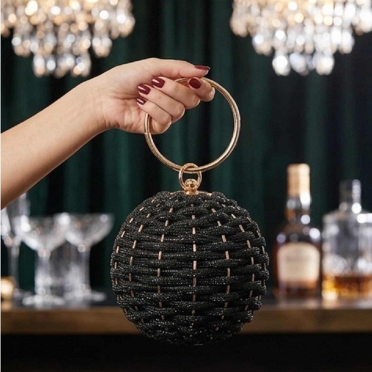 002-15 Spherical Crystal Woven Evening Clutch - Image 1