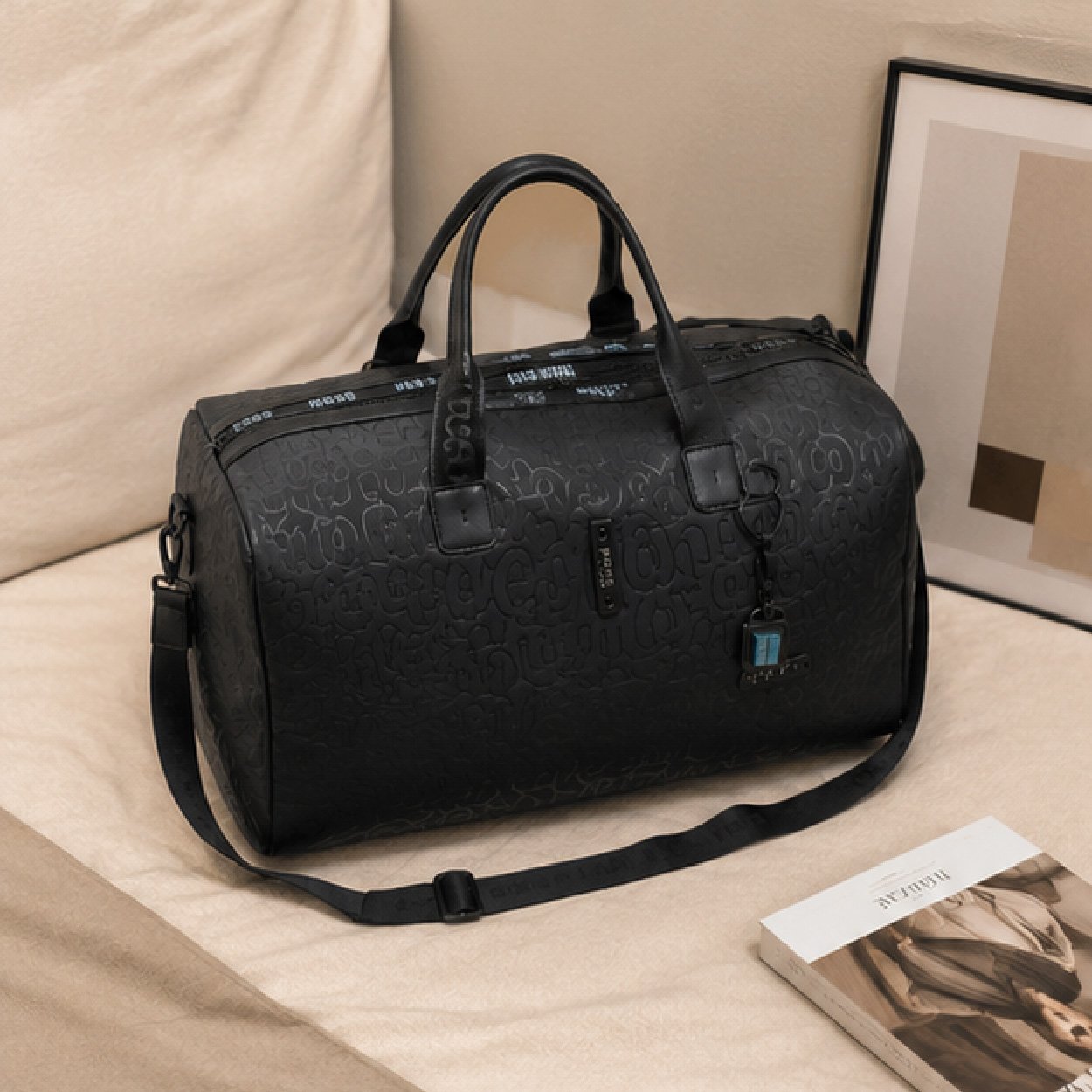 002-16 Hugo Boss Monogram Signature Duffel - Image 1