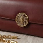 Vintage-Inspired Medallion Shoulder Bag-Deep Burgundy - Image 2