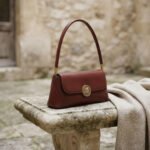 Vintage-Inspired Medallion Shoulder Bag-Deep Burgundy