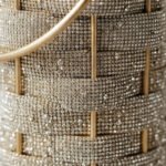 Crystal-Embellished Woven Bucket Bag-Silver Rhinestone with Champagne Satin Pouch - Image 3
