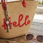 Hello Straw Summer Tote-Natural Straw with Red Accents - Image 2