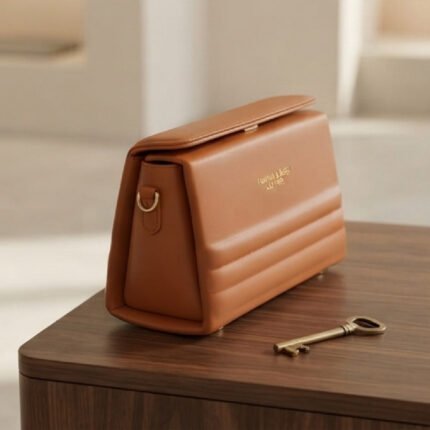 Structured Minimalist Shoulder Bag-Warm Tan