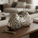 Hammered Metallic Statement Clutch-Polished Silver