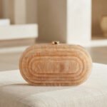 Art Deco Marble-Effect Acrylic Clutch-Soft Beige Marble - Image 3