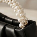 Pearl-Handle Pleated Evening Bag-Classic Black - Image 3