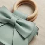Whimsical Bow-Front Wooden Handle Bucket Bag-Mint Green - Image 2