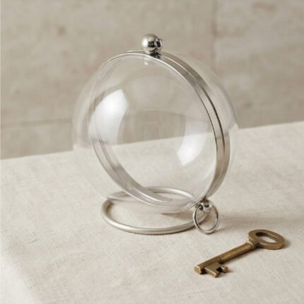 Modern Lucite Orb Evening Clutch-Transparent Clear with Silver-Tone Hardware
